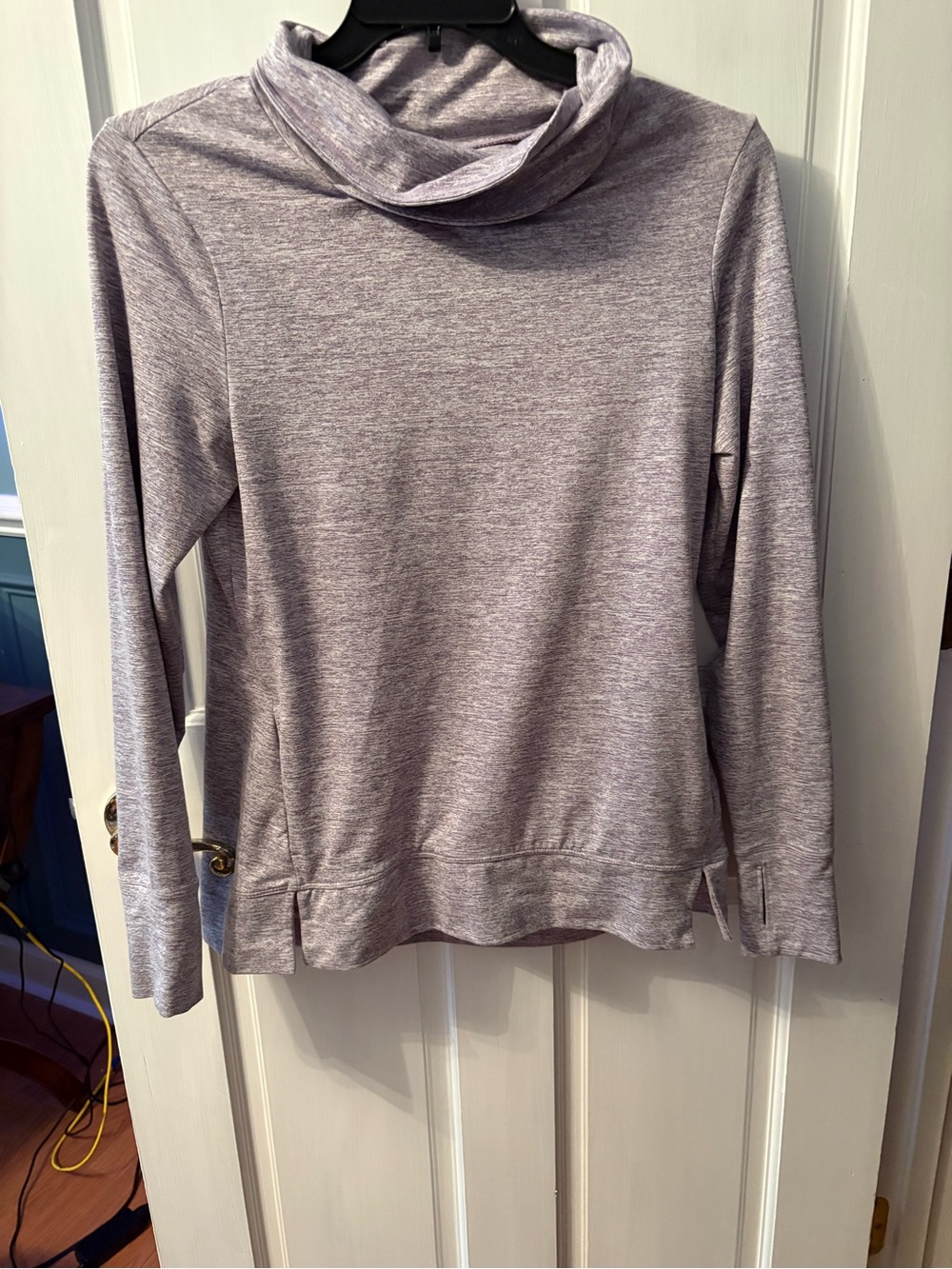 Apana Heathered Lavender Gray Cowl Neck Sweater